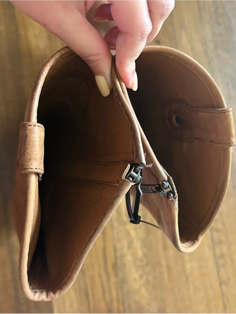 Frye Women's Tall Leather Zip Riding Boots in Cognac Brown